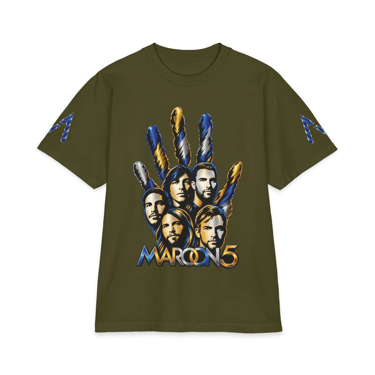 Handprint Portrait Maroon 5 Band Graphic T-Shirt | Rock Band Logo Tee