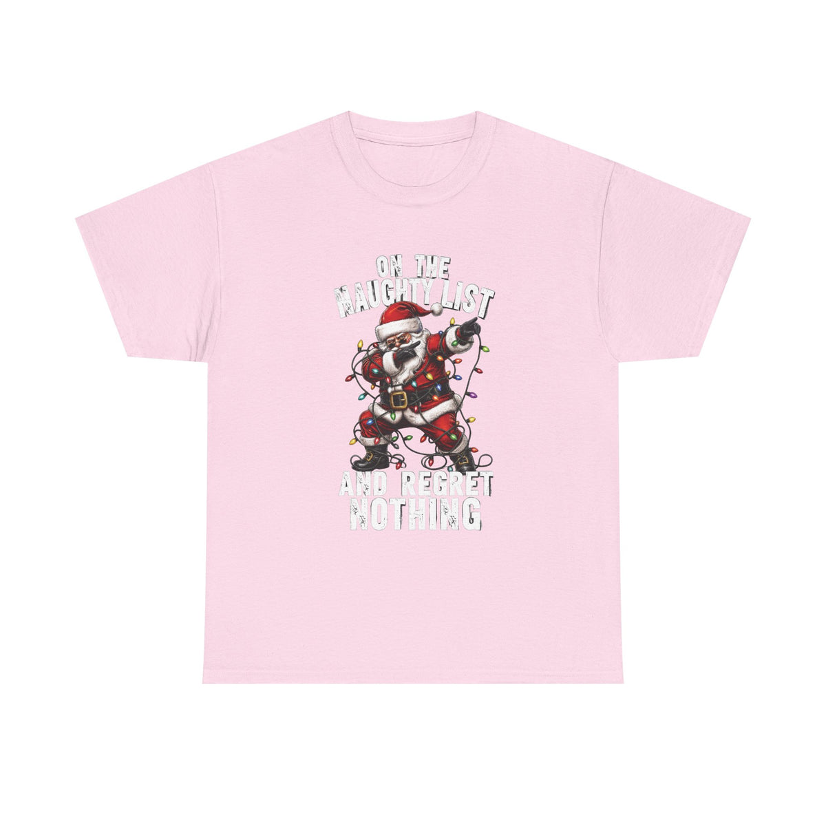 Santa Skeleton 'On the Naughty List and Regret Nothing' Tee | Christmas Punk Shirt