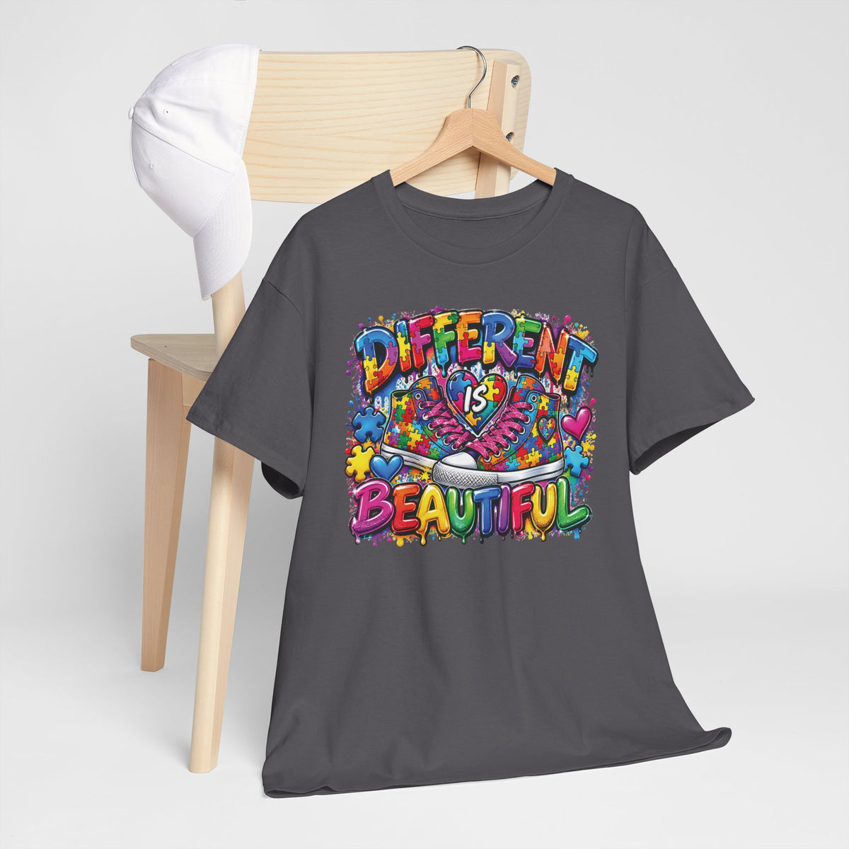 Autism Different Is Beautiful T-Shirt | Colorful Rainbow Graffiti Design