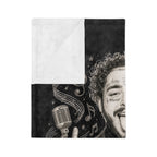 Malone Singer Portrait Blanket | Music Notes Microfiber Throw