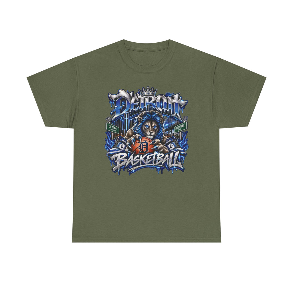 Detroit Basketball Lion Graphic Tee | Motor City D Old English Logo