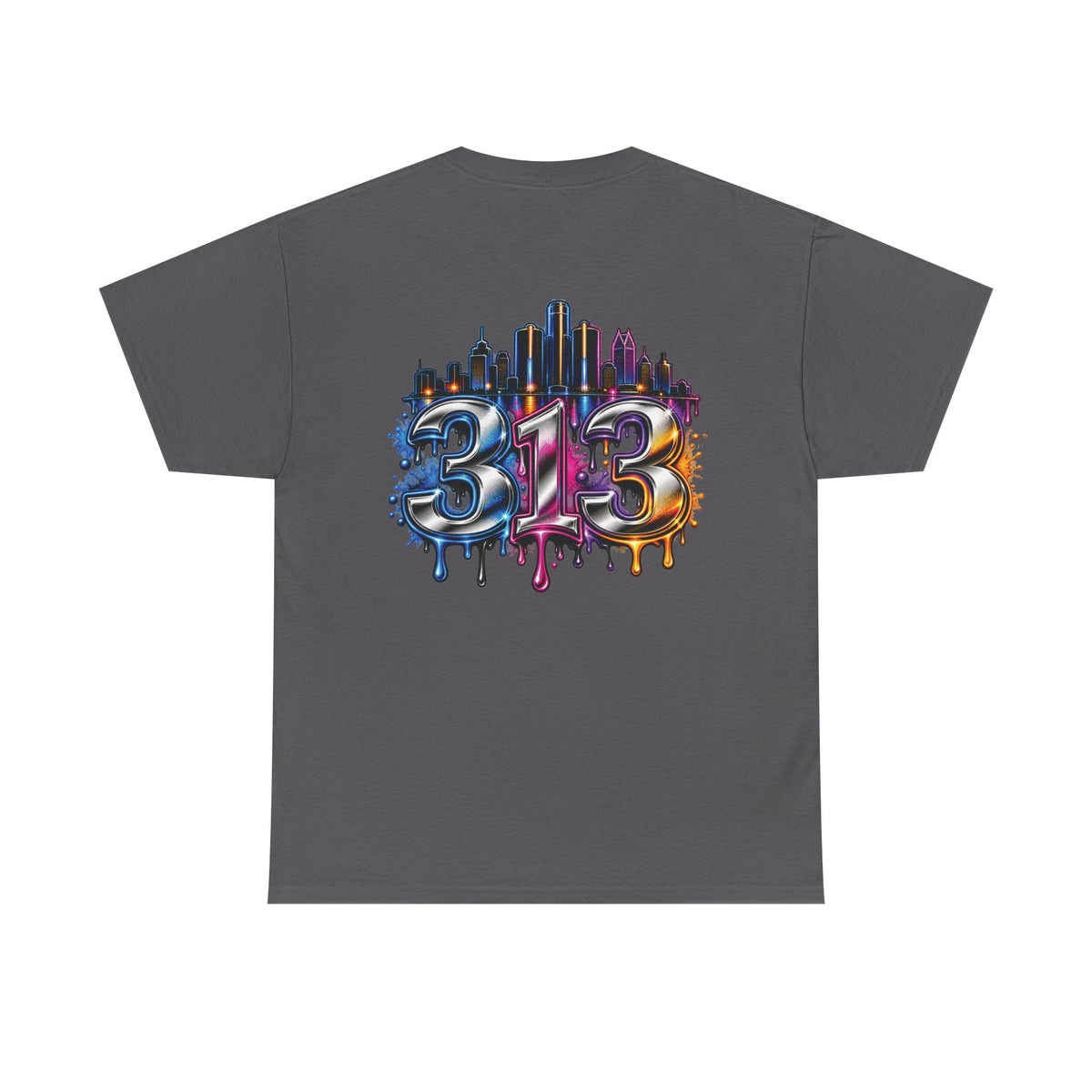 Detroit Script Tee | 313 Drip Skyline T-Shirt