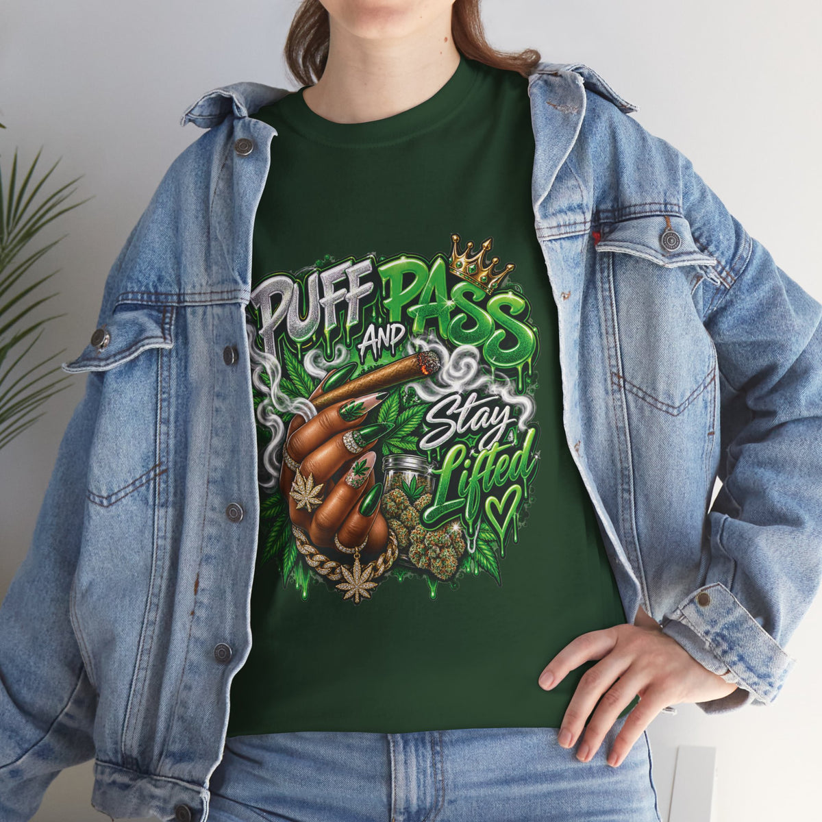 Puff and Pass Stay Lifted T-Shirt | Cannabis Leaf Graphic Tee
