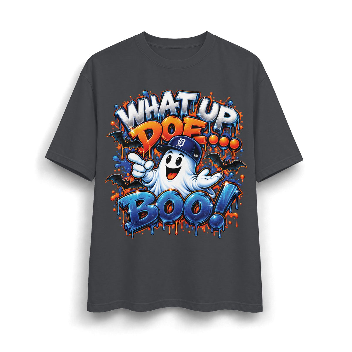 What Up Doe Boo! ghost graphic T-Shirt | Halloween street art drip design