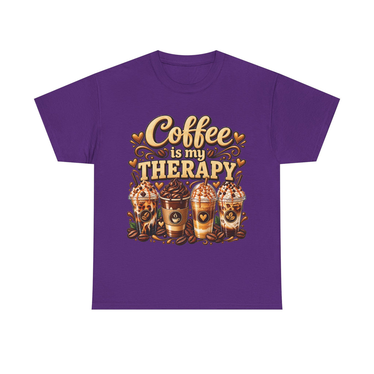 Coffee Is My Therapy T-Shirt | Coffee Cups Illustration, Cozy Beverage Tee