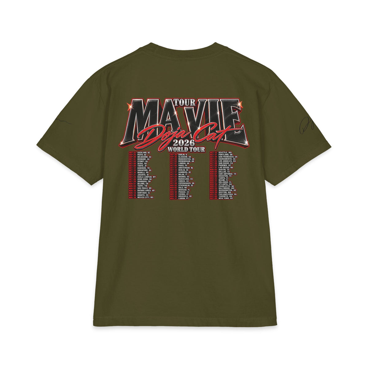 Doja Ma vie Tour band tee | Concert tour shirt, 2026 tour dates backprint