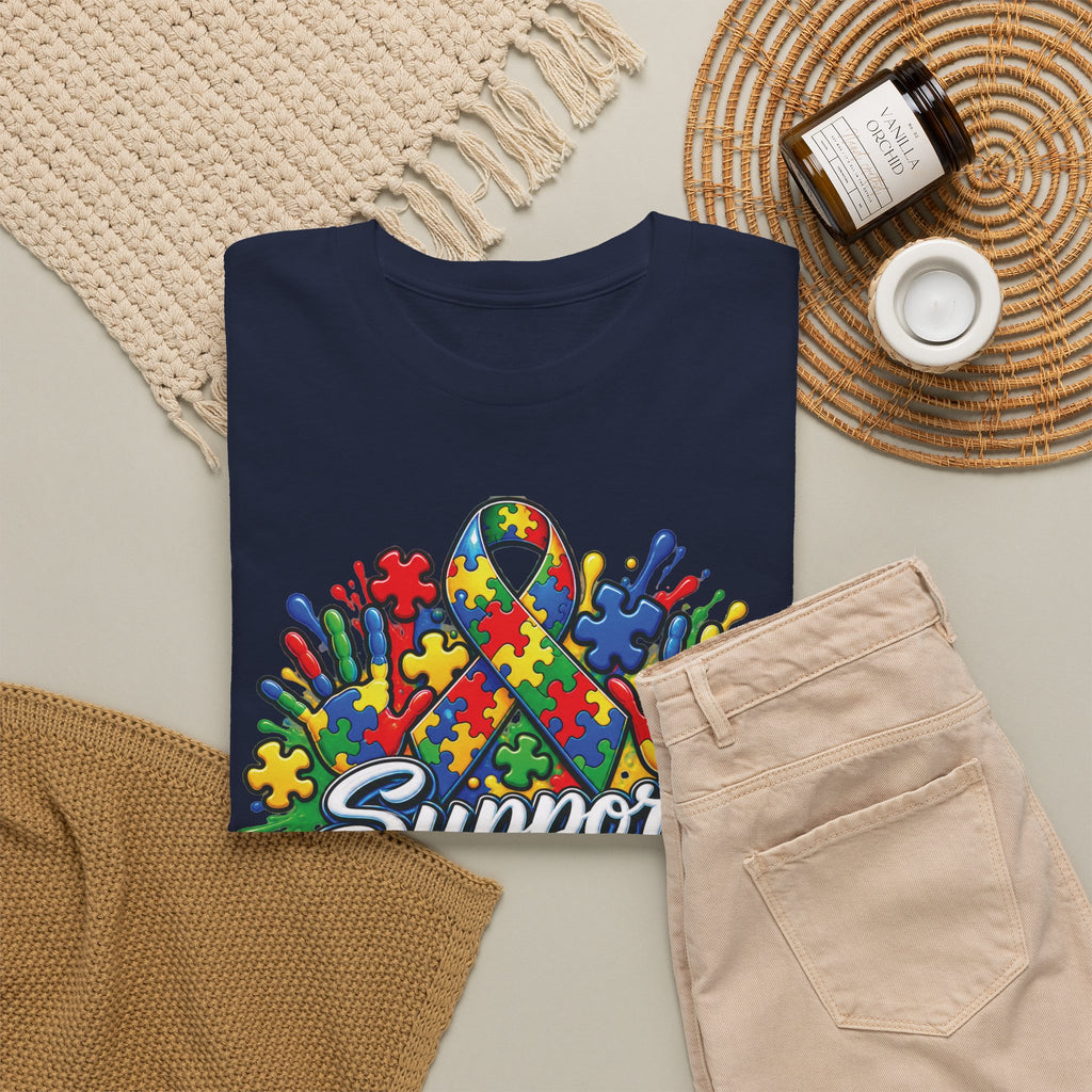 Support Squad T-Shirt | Autism Awareness Ribbon, Puzzle Heart Design