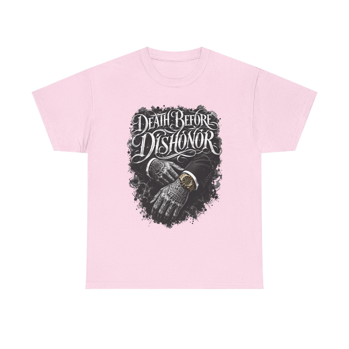 Death Before Dishonor Skull Gloves T-Shirt | Biker Tattoo Style