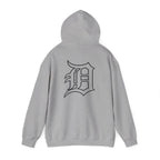 Detroit Basketball Graphic Hoodie | Vintage City Sports Logo, Front Collage Art