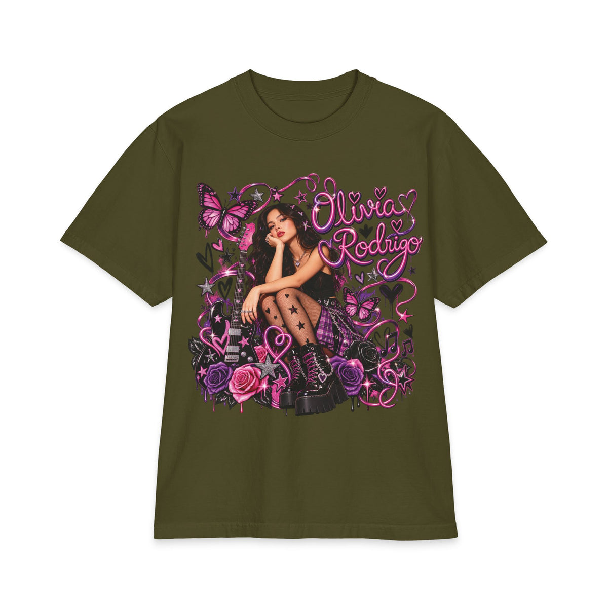Olivia Rodrigo portrait T-Shirt | tour dates backprint
