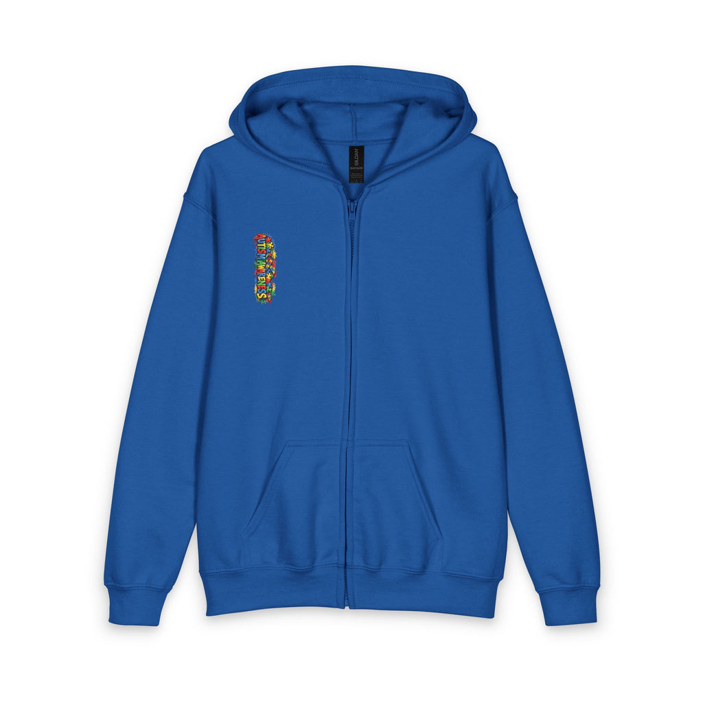 Autism Puzzle Heart Youth Hoodie | Awareness Puzzle Piece Zip Jacket