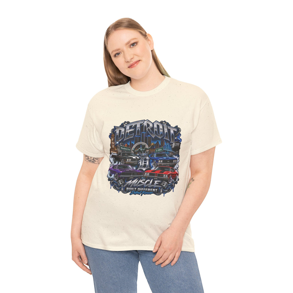 Detroit Muscle Car Tee | Vintage Hot Rod Illustration, Garage Scene