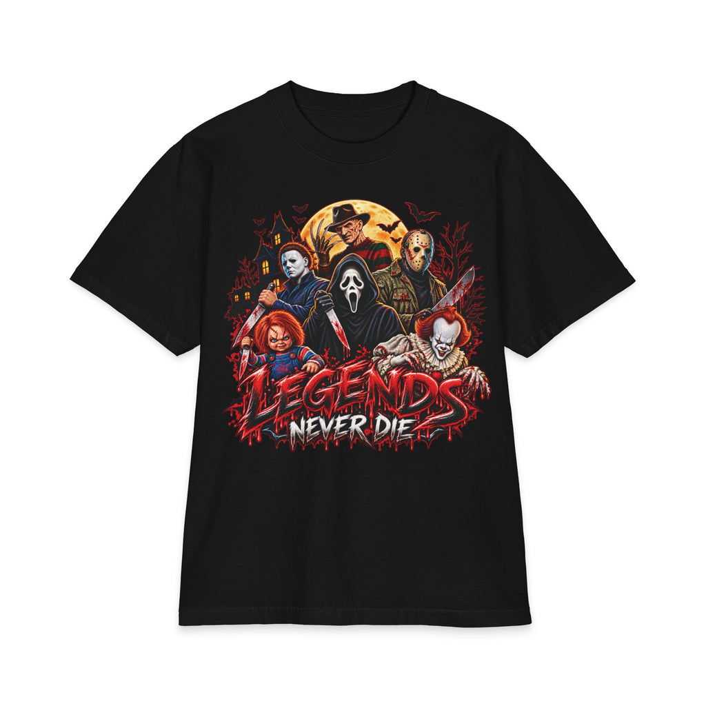 Horror Movie Icons Legends Never Die T-Shirt | Slasher Mask Collage