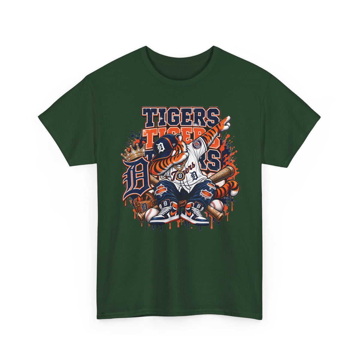 Detroit Tigers Mascot Baseball Tee | Vintage Tiger Batter Design