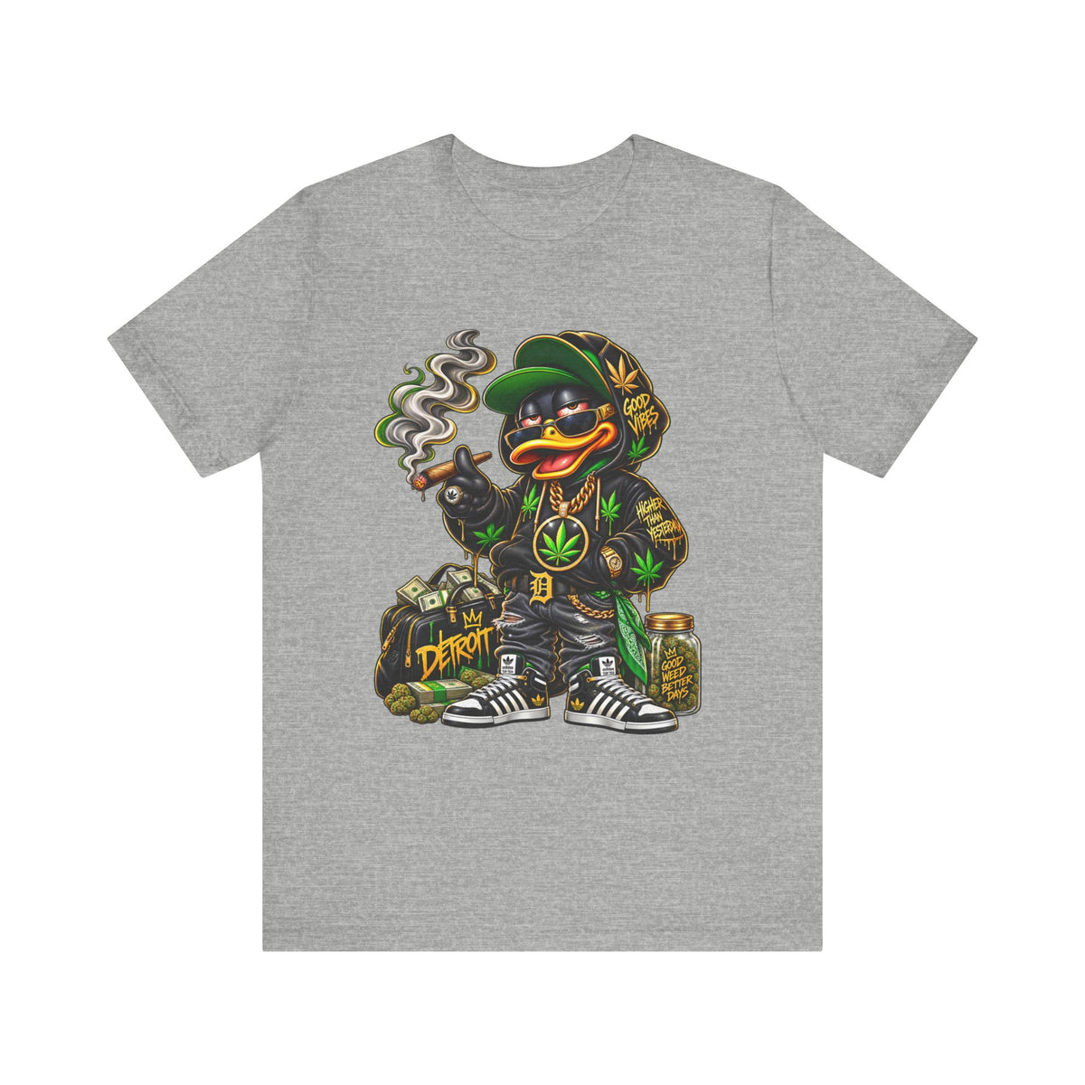 Weed Duck Smoking Graphic T-Shirt | Urban Streetwear Cannabis Art