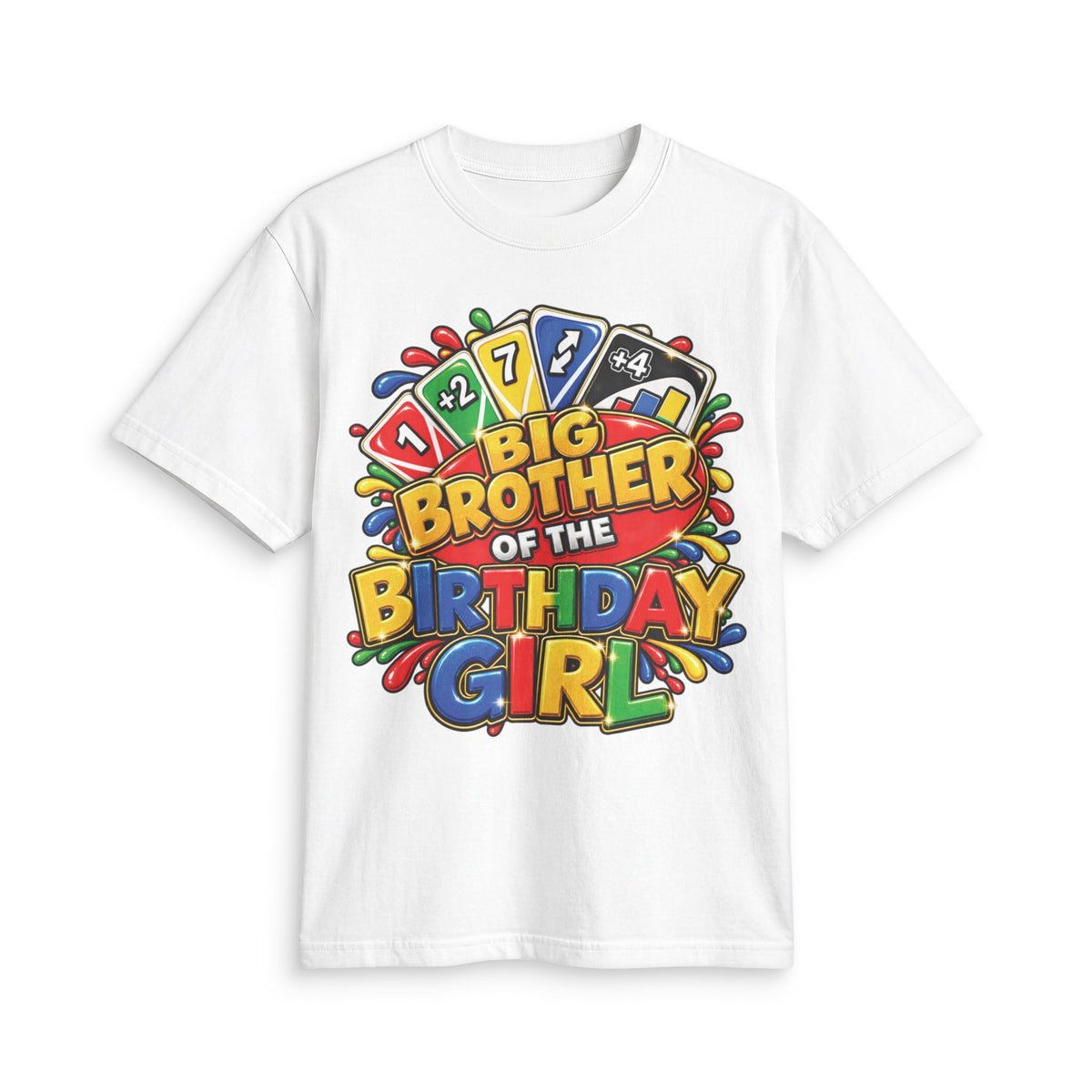 Big Brother of the Birthday Girl T-Shirt | Colorful Party Card Game Design
