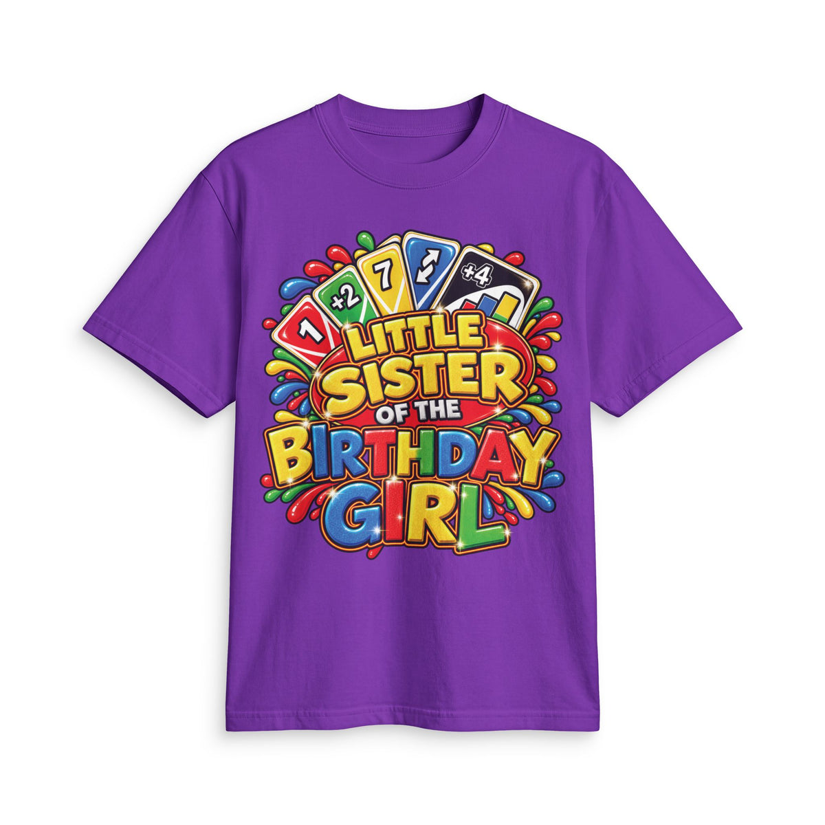 Little Sister of the Birthday Girl T-Shirt | Colorful Birthday Kids Tee