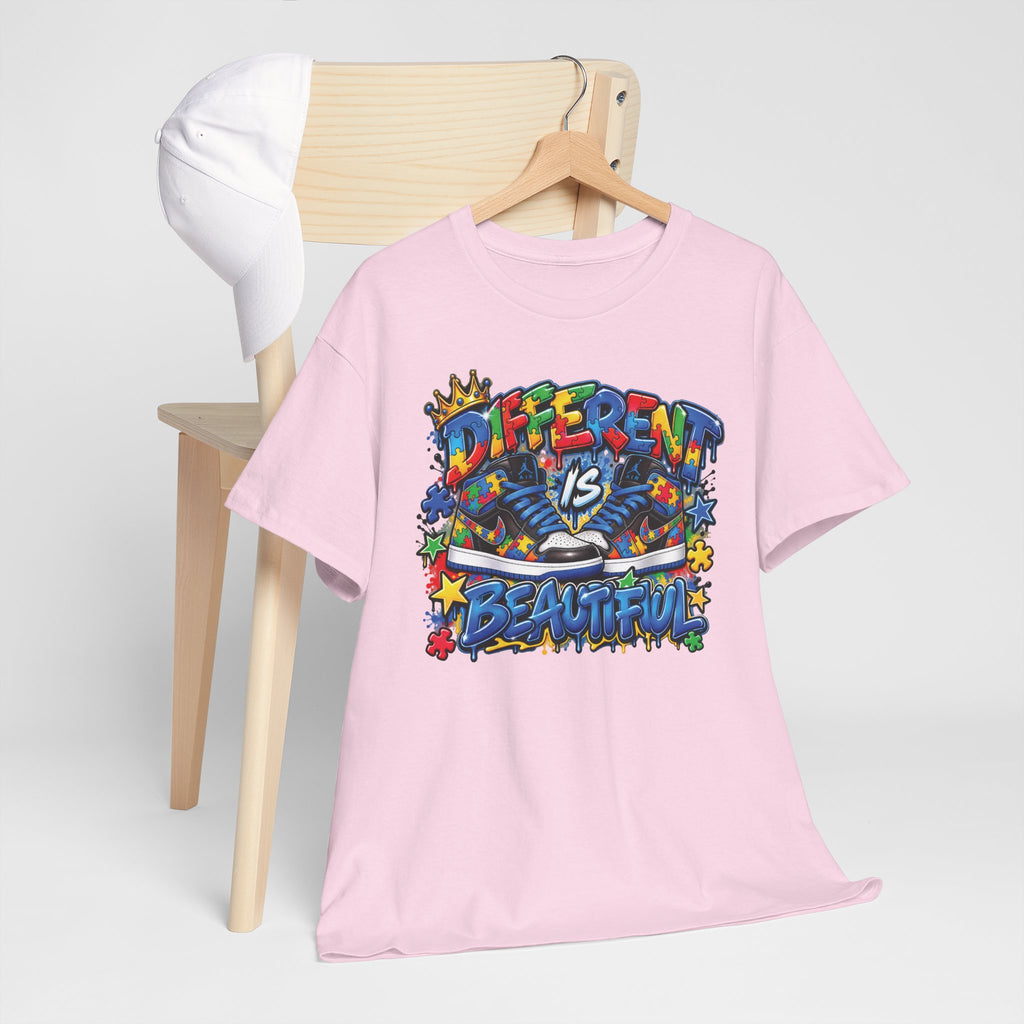 Different Is Beautiful Autism T-Shirt | Colorful Graffiti Typography