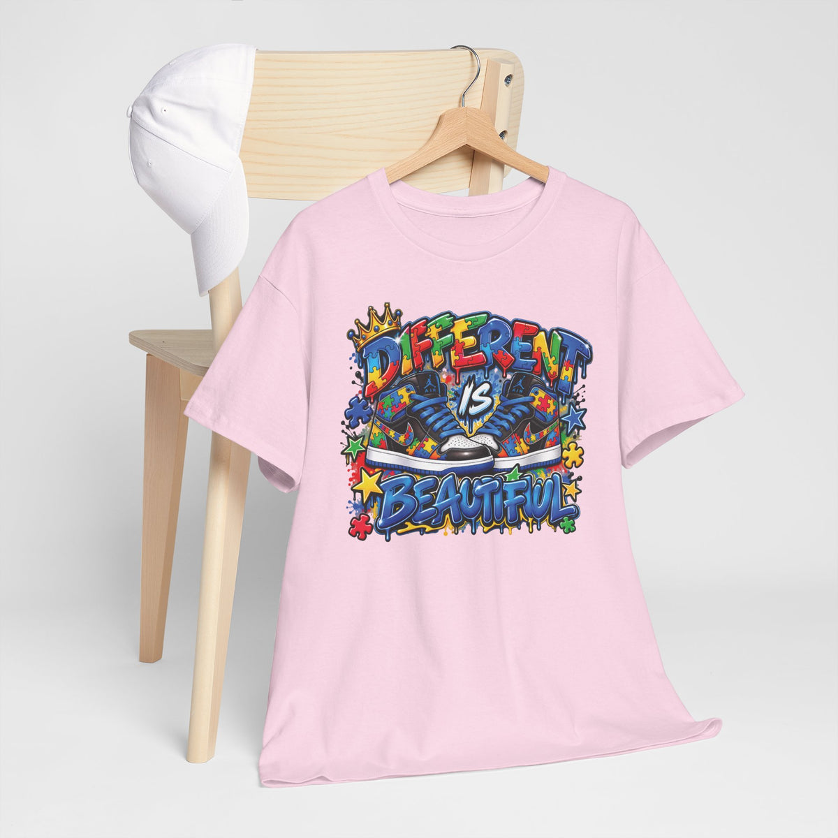 Different Is Beautiful Autism T-Shirt | Colorful Graffiti Typography