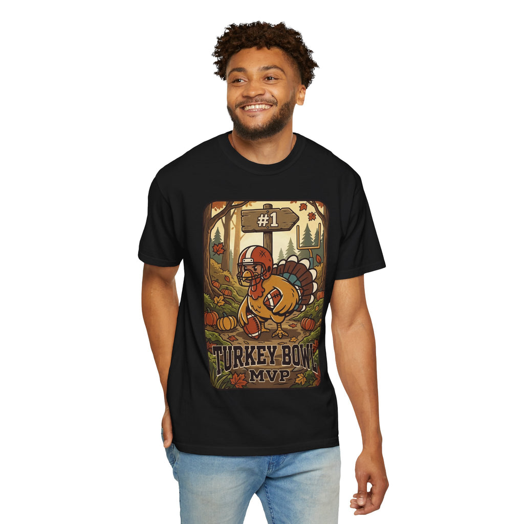Turkey Bowl MVP T-Shirt | Thanksgiving Football Turkey Illustration