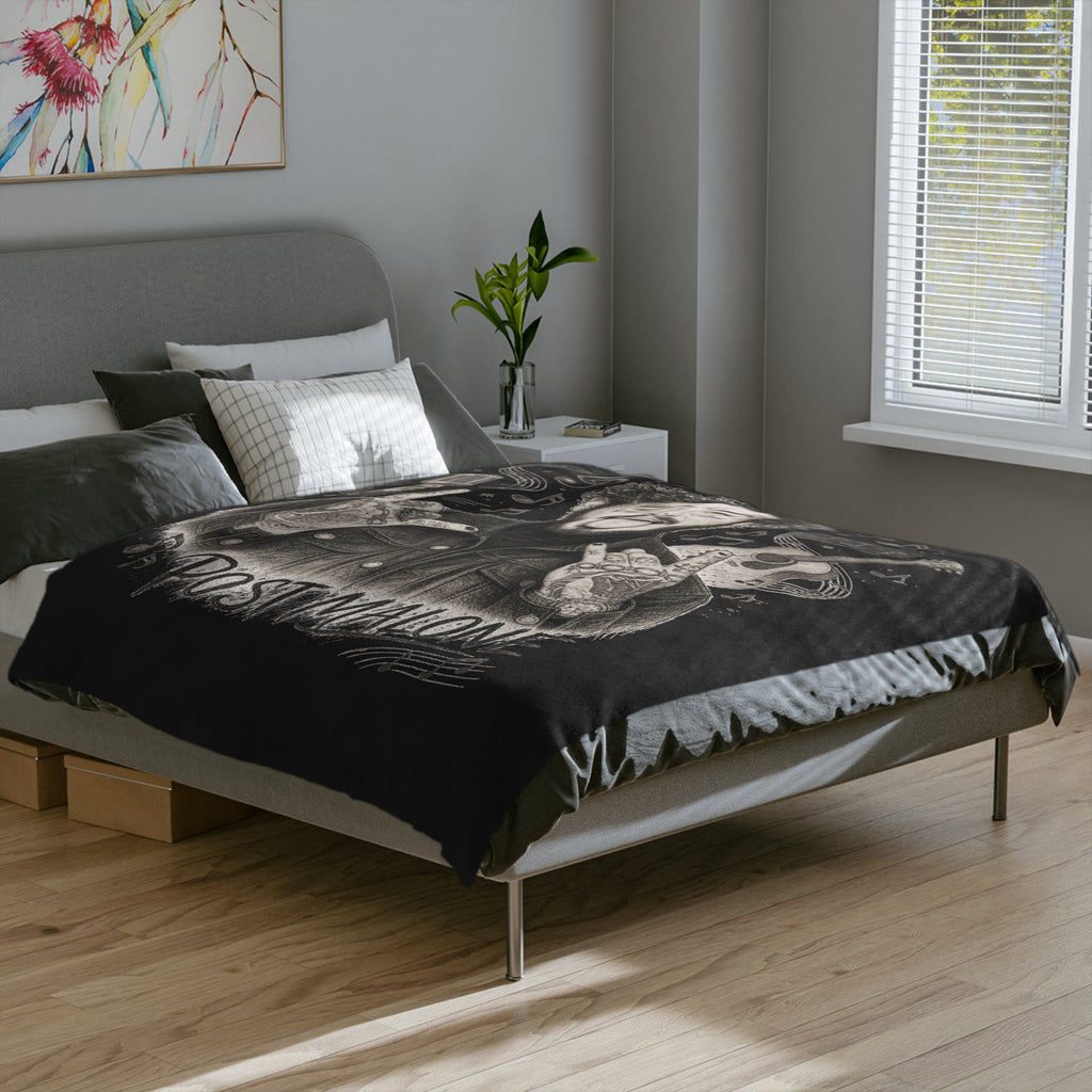 Malone Singer Portrait Blanket | Music Notes Microfiber Throw