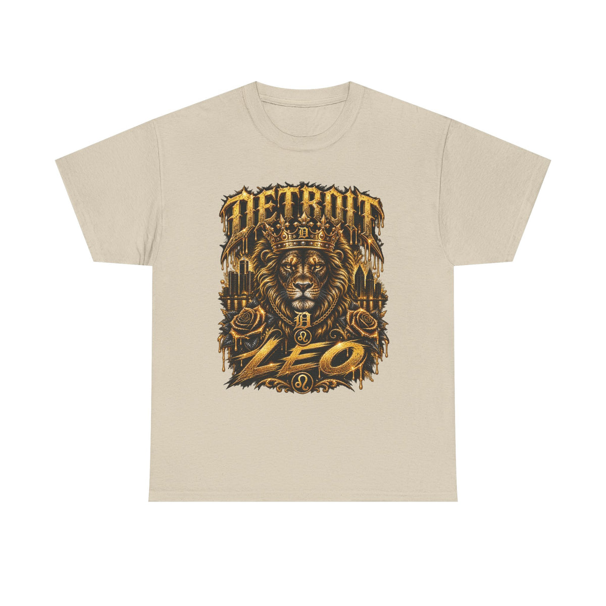 Detroit Lion Leo T-Shirt | Detroit Skyline Lion Graphic Tee