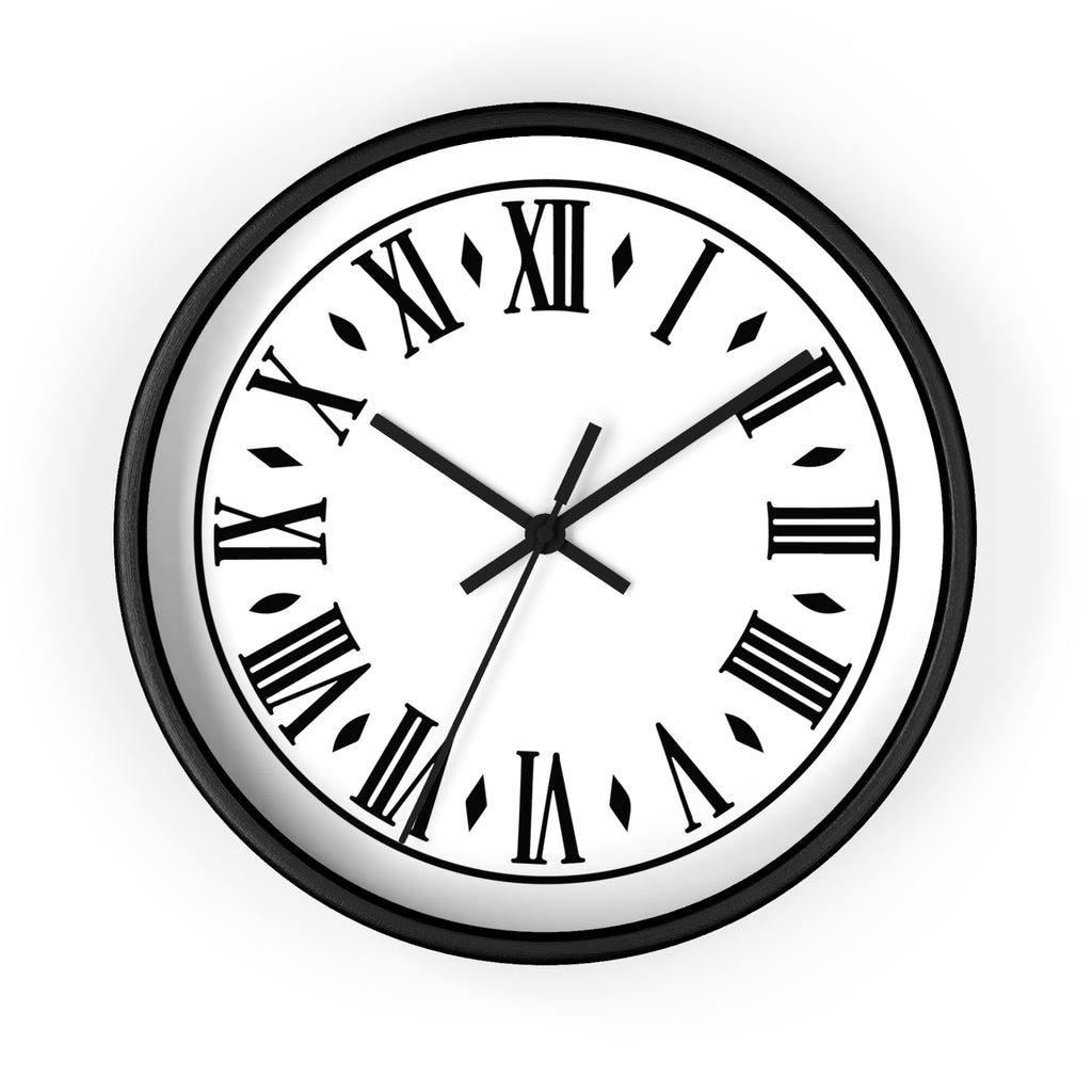 Roman Numeral Clock Wall Clock | Black Frame, Classic Vintage Face