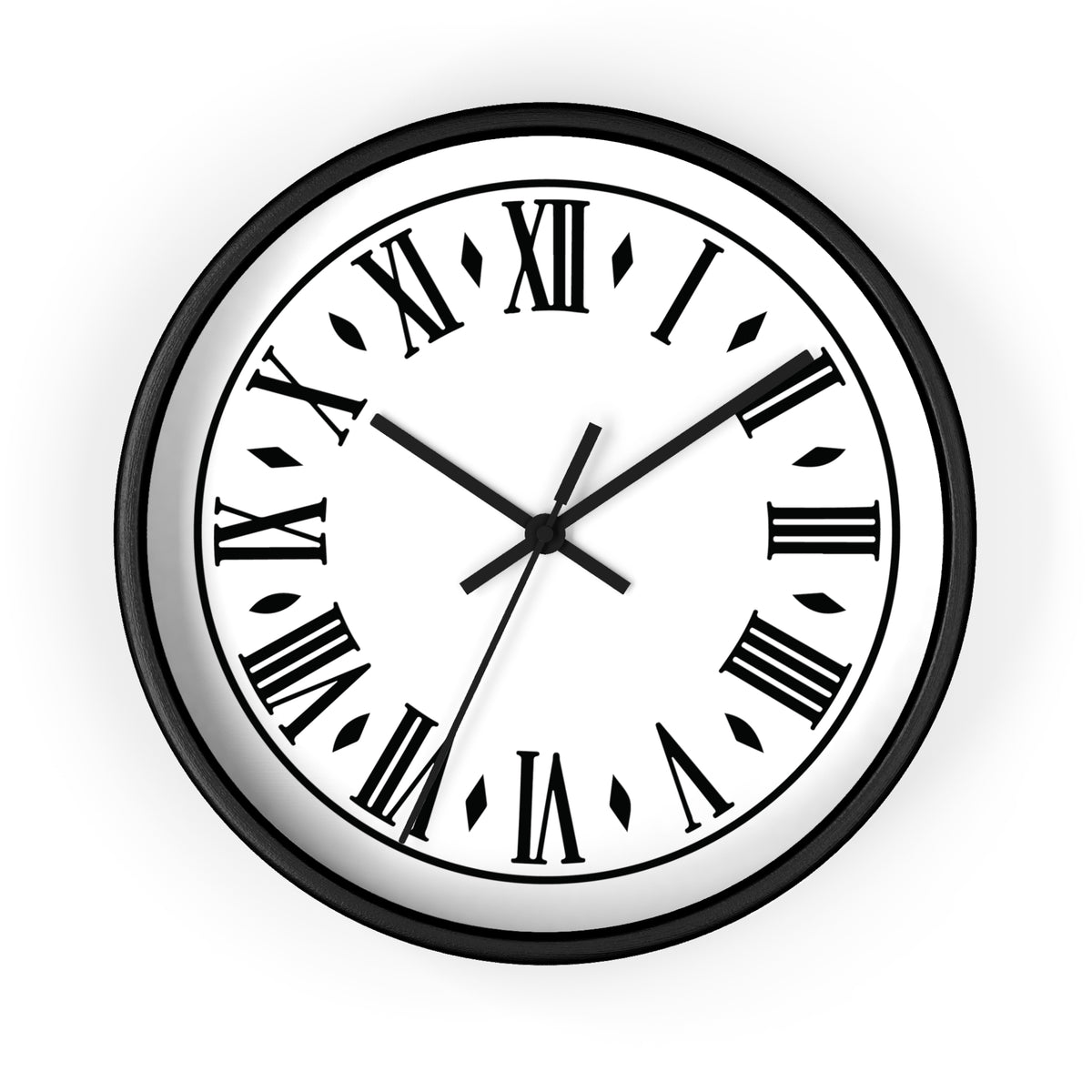 Roman Numeral Clock Wall Clock | Black Frame, Classic Vintage Face
