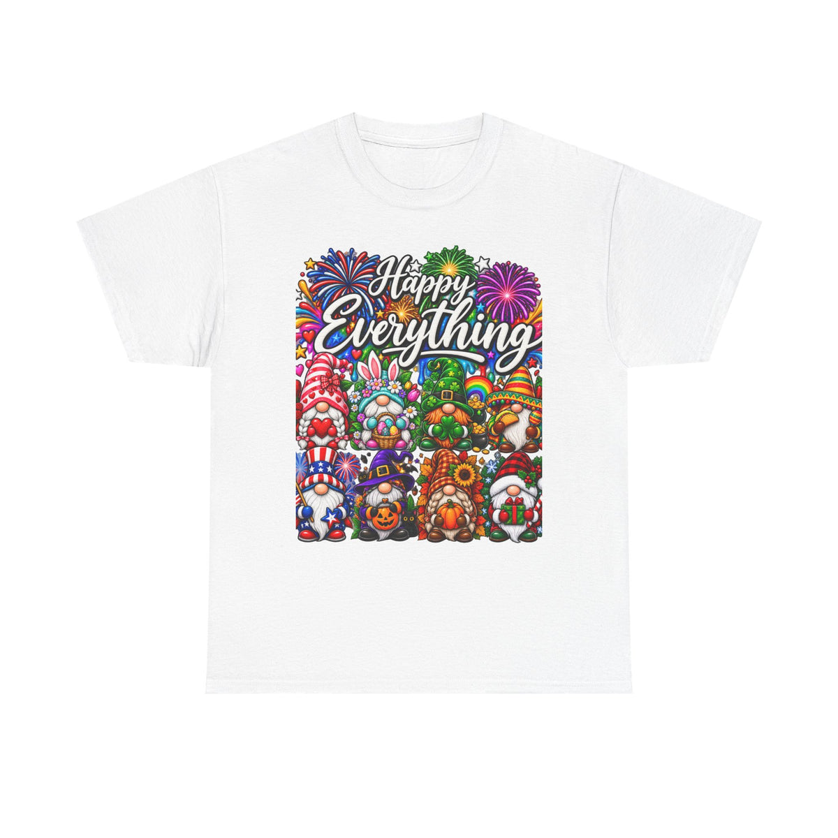 Happy Everything gnome collage T-Shirt | holiday fireworks spring summer celebration