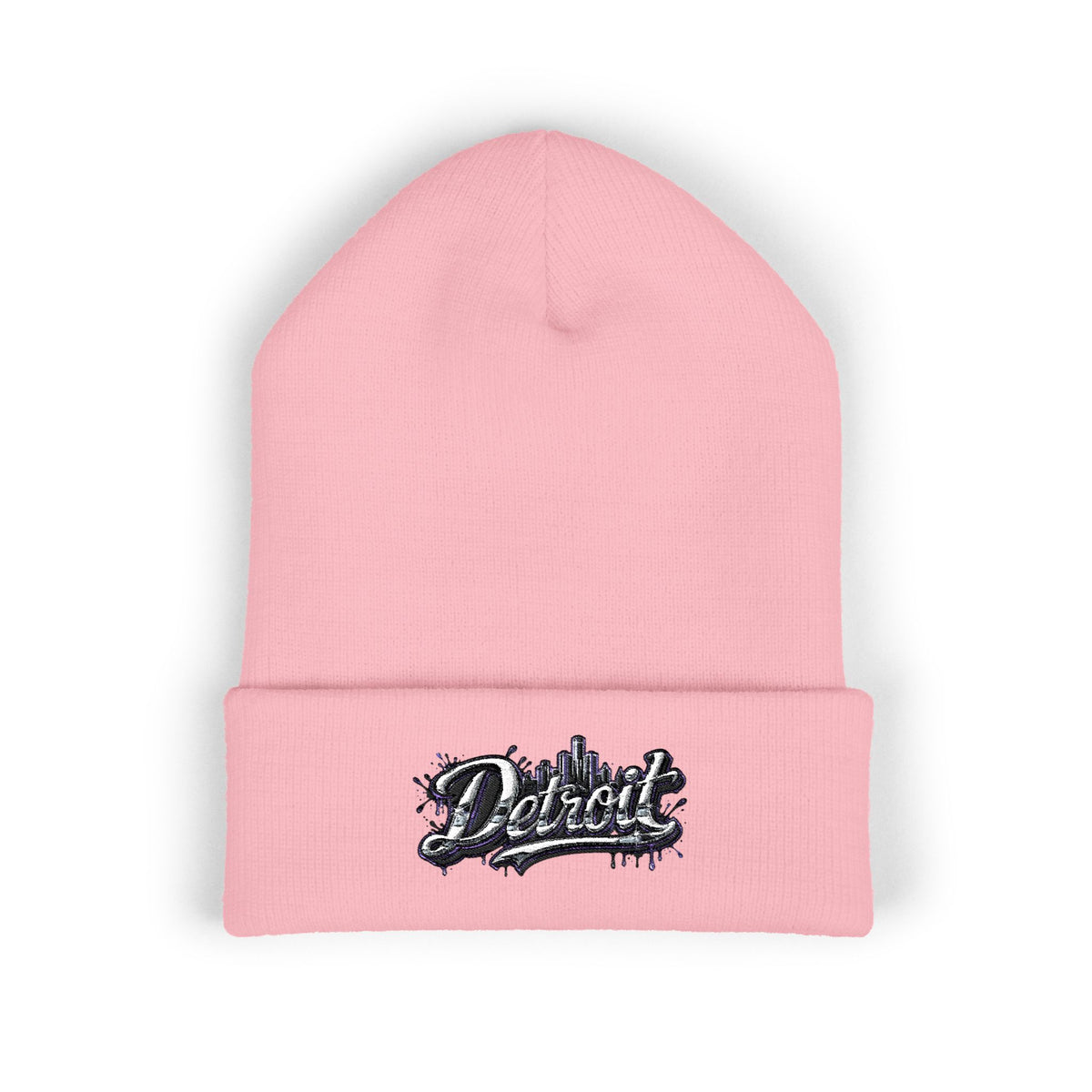 Detroit Graffiti Script Beanie | Embroidered Cuffed Beanie