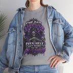 Grim Reaper Skull with Purple Flames T-Shirt | Gothic Death Quote Tee