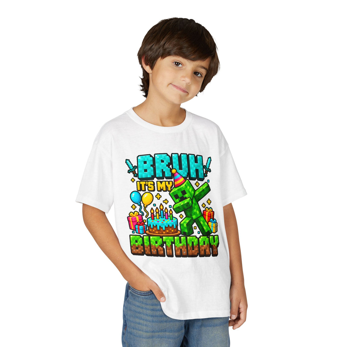 Bruh It’s My Birthday Youth T-Shirt – Pixel Gaming Birthday Shirt