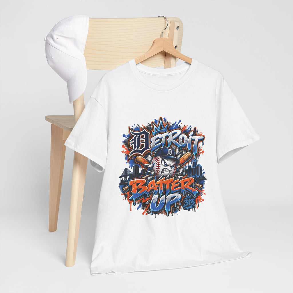 Detroit Batter Up T-Shirt | Baseball City Skyline Tee