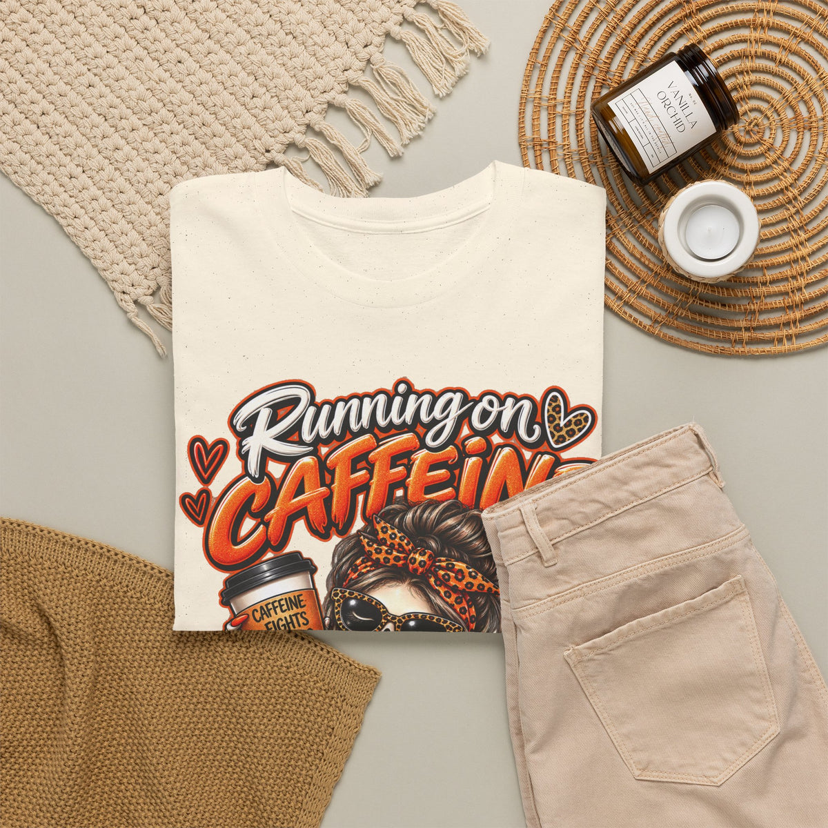 Multiple Sclerosis Awareness, Running on Caffeine Skull Sarcasm & MS Awareness T-Shirt | Orange Ribbon
