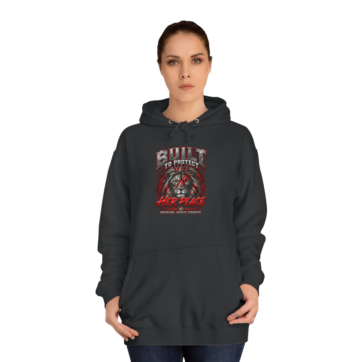 Built to Protect her Peace Couples College Hoodie