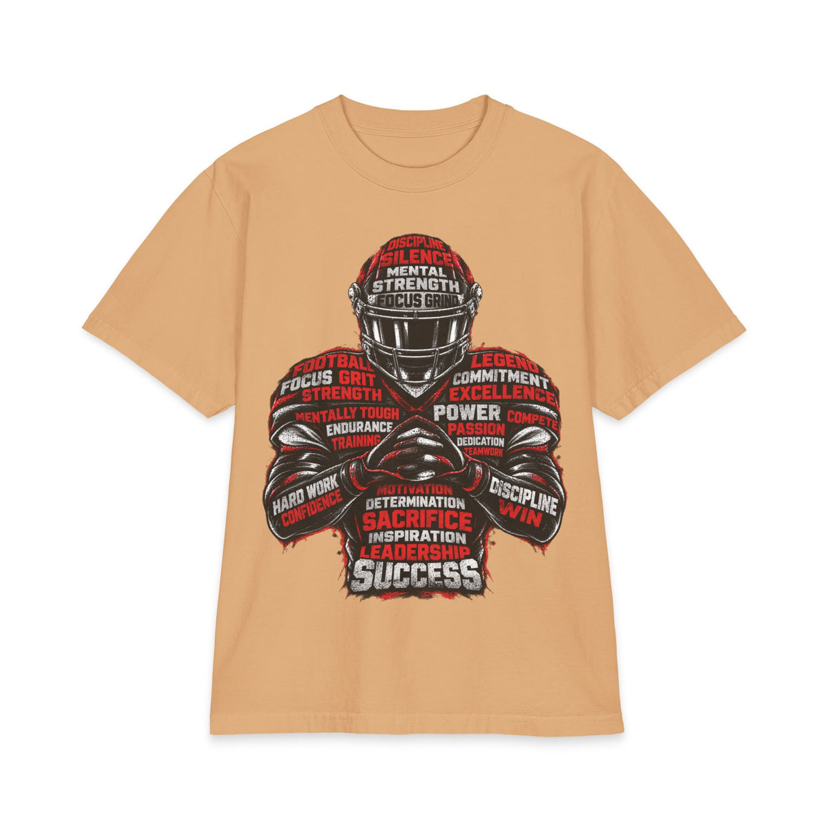 Motivational Football Helmet Player T-Shirt | Sports Words Typography, Power, Success