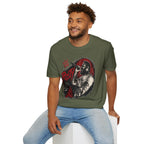 Posty Singer Portrait T-Shirt | Concert Mic Illustration, Red Black Grunge