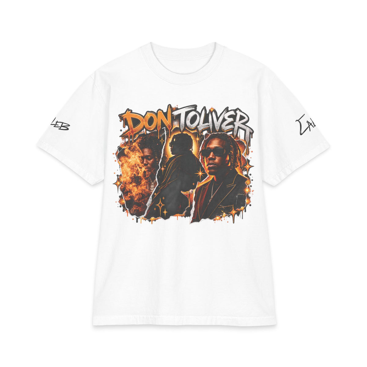 Don Toliver Portraits Graphic T-Shirt | Rap Artist Tee, Flame Collage