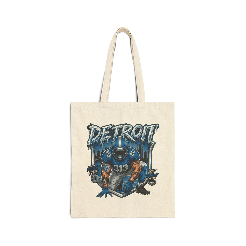 Detroit Football Player Tote Bag | 313 Motor City Helmet Illustration