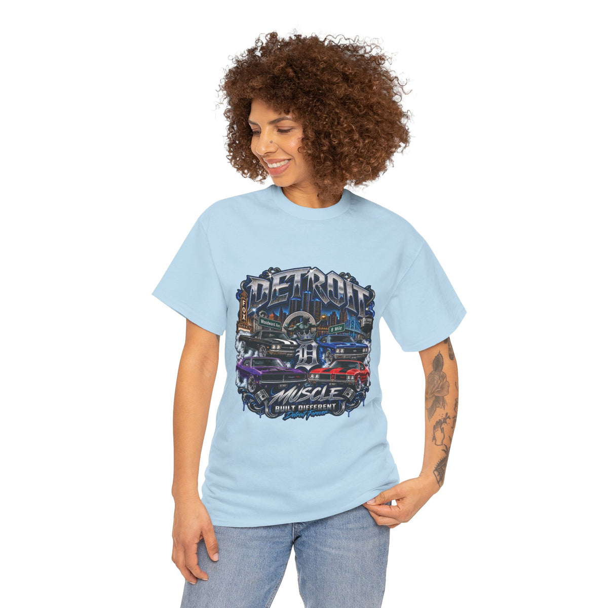 Detroit Muscle Car Tee | Vintage Hot Rod Illustration, Garage Scene