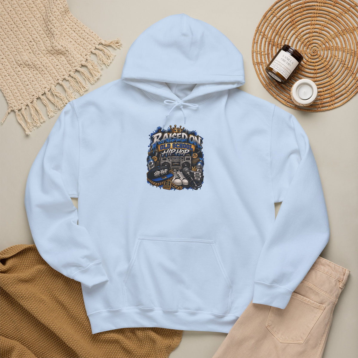 Raised On hip hop Hoodie | Vintage Guitar Skull Band Design