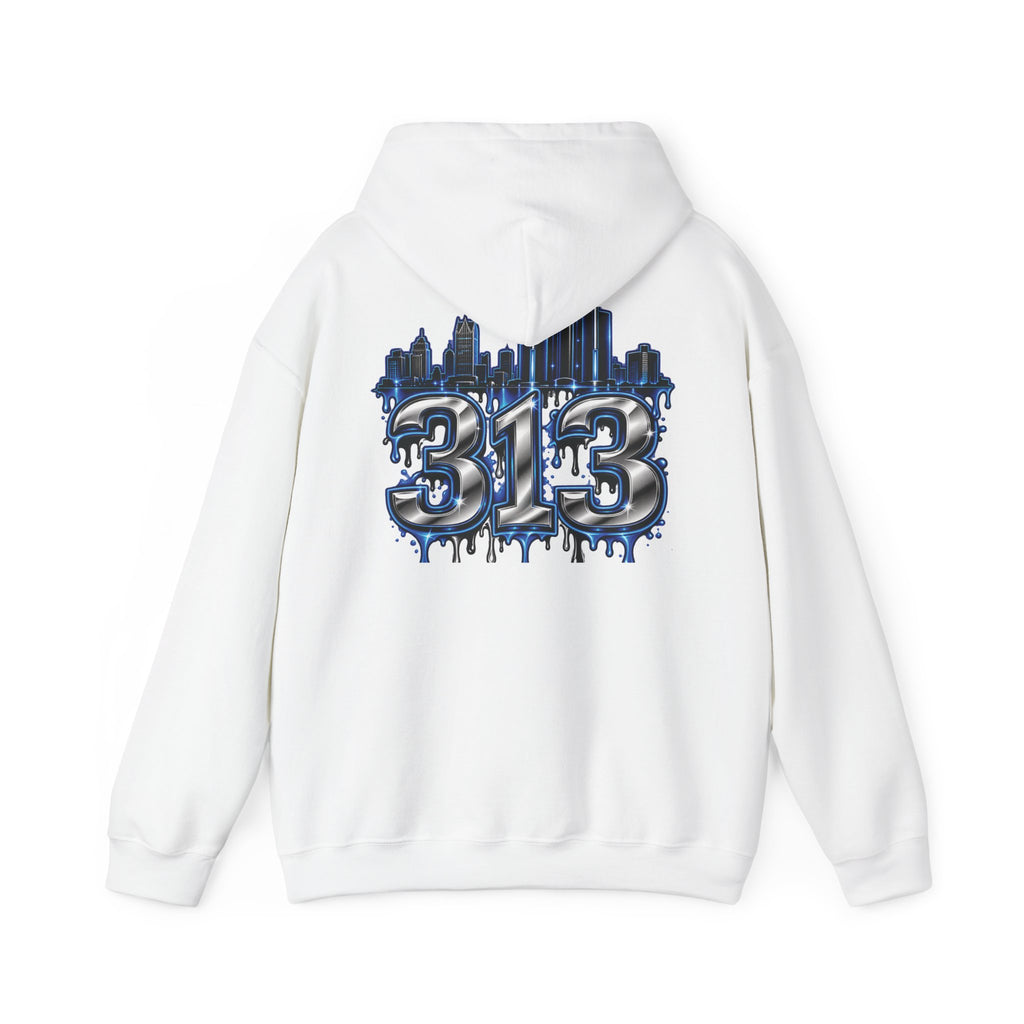 Detroit 313 Drip Skyline Hoodie | Graffiti Letter B Chest Design