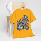 Blue Flaming Skeleton Skateboard T-Shirt | Skull Flame Graphic Tee