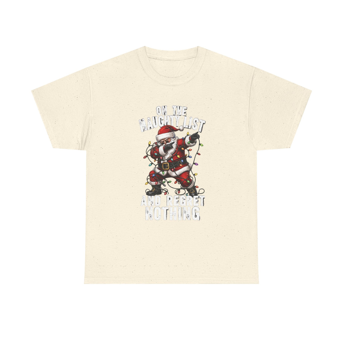Santa Skeleton 'On the Naughty List and Regret Nothing' Tee | Christmas Punk Shirt