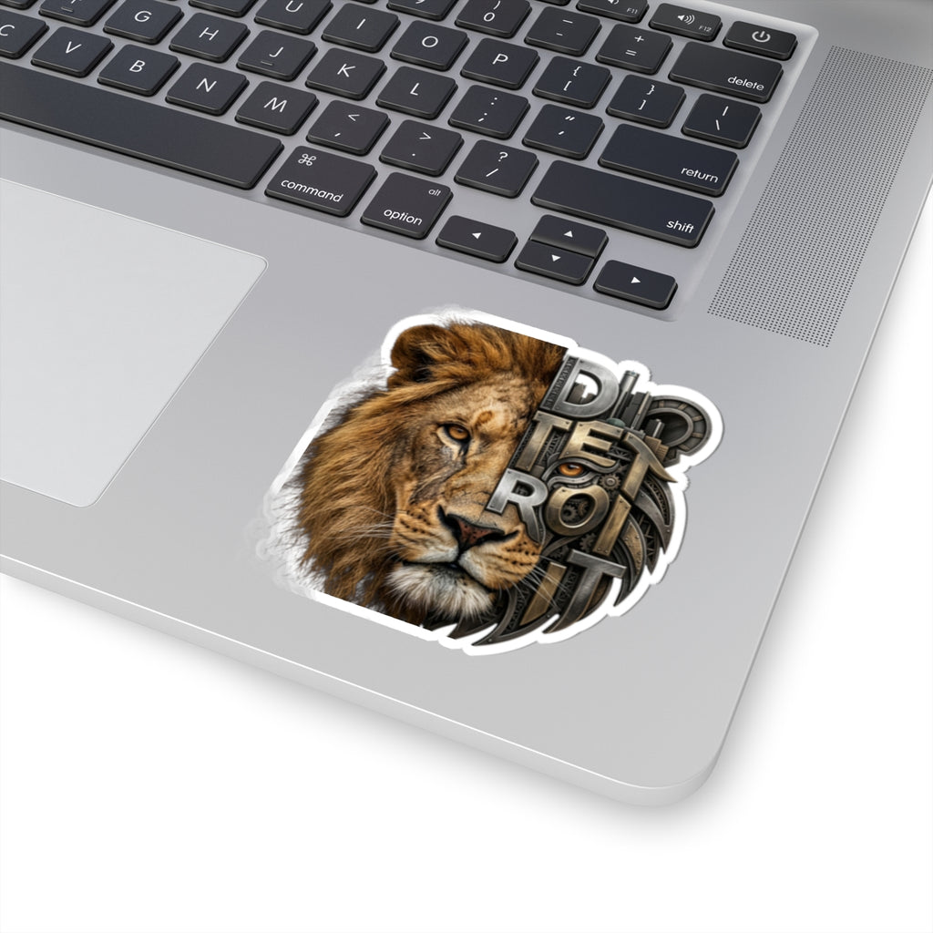 Lion Half-Mechanical Face Kiss-Cut Sticker | Realistic Lion Illustration