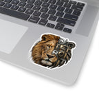 Lion Half-Mechanical Face Kiss-Cut Sticker | Realistic Lion Illustration