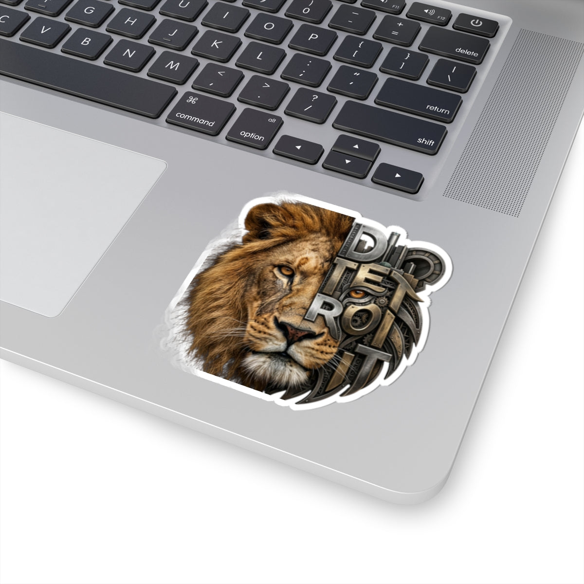 Lion Half-Mechanical Face Kiss-Cut Sticker | Realistic Lion Illustration