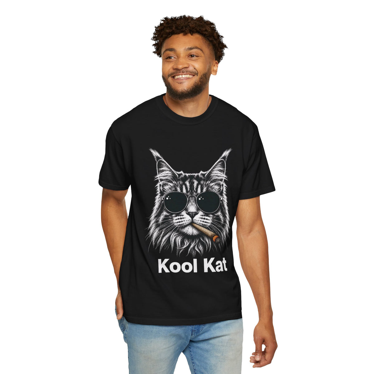 Kool Kat Cat Face T-shirt | Sunglasses Cigar Retro Cat Graphic