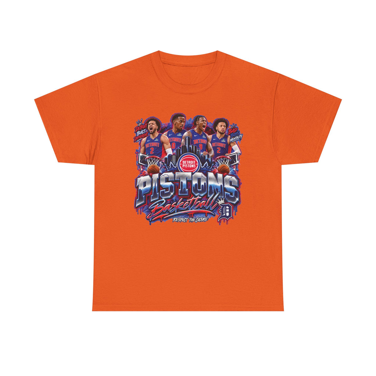 Detroit Pistons Basketball Players Tee | NBA Retro Team Graphic