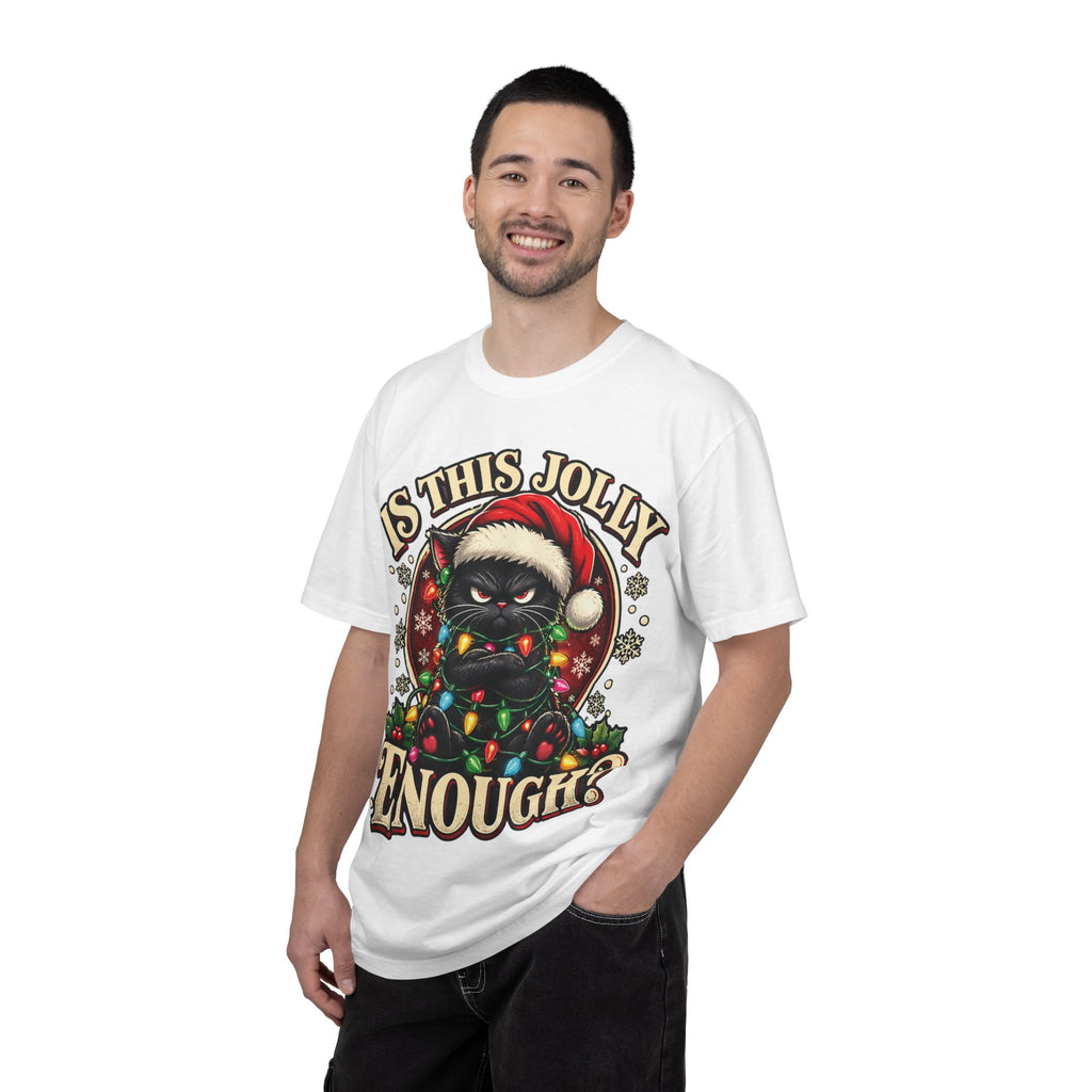 Grumpy Cat in Santa Hat T-Shirt | "Is This Jolly Enough?" Holiday Tee